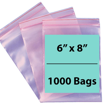 Pink Anti Static Zip lock bags 4 mil 6" X 8" 1000 Bags